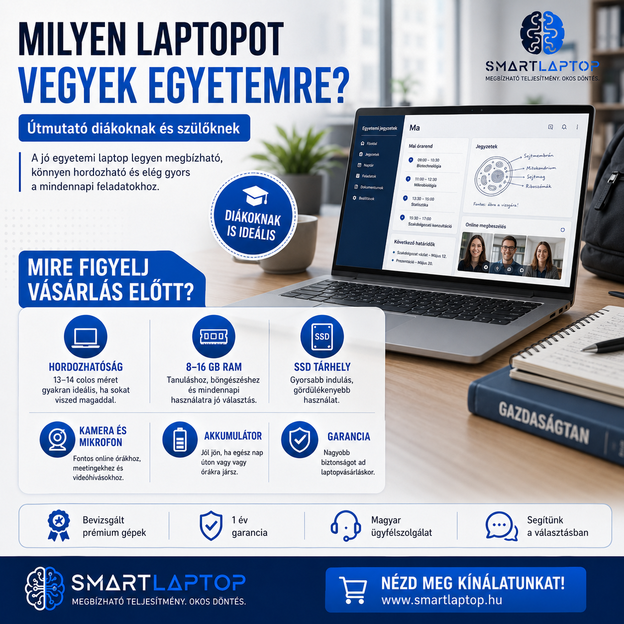 Milyen laptopot vegyek egyetemre? Útmutató diákoknak és szülőknek